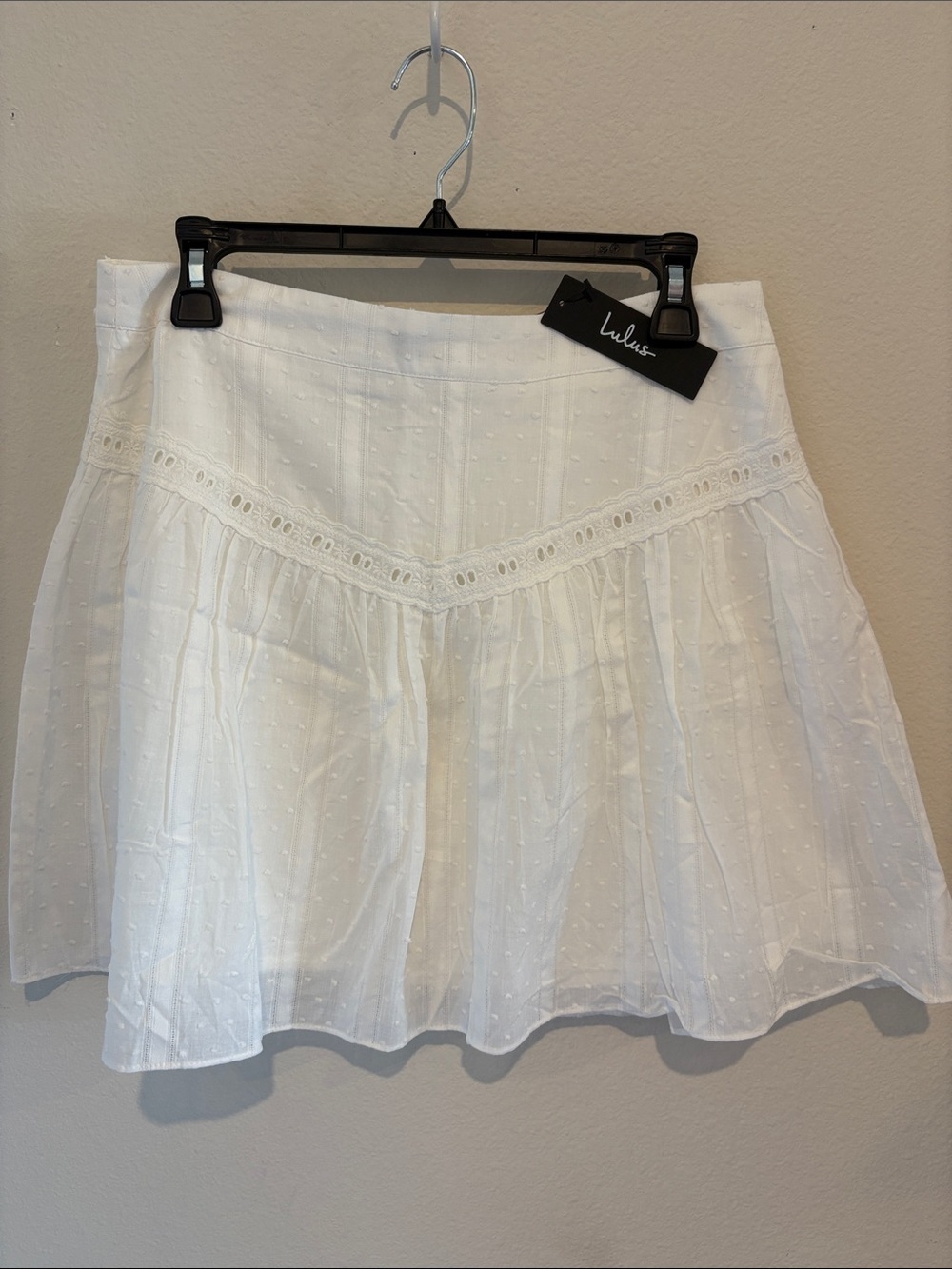 Lulu's White Skirt with side half zip NWT 100% Cotton